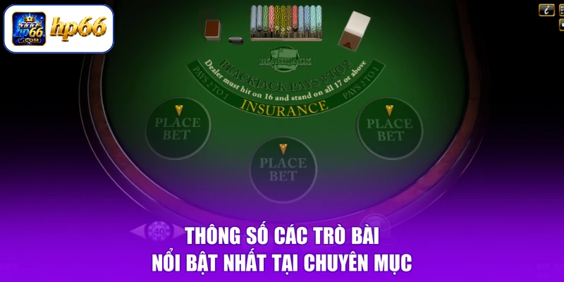 Thông số các trò bài nổi bật nhất tại chuyên mục